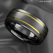 Load image into Gallery viewer, Engagement Rings for Women Mens Wedding Bands for Him and Her Promise / Bridal Mens Womens Rings Black Brushed Dome 18k Gold Plated - Jewelry Store by Erik Rayo

