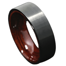 Load image into Gallery viewer, Mens Wedding Band Rings for Men Wedding Rings for Womens / Mens Rings Black Brushed Red Sandal Wood Inlay Wedding Band Ring Men&#39;s Jewelry - Jewelry Store by Erik Rayo
