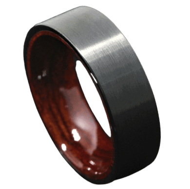 Tungsten Rings for Men Wedding Bands for Him Womens Wedding Bands for Her 8mm Black Brushed Red Sandal Wood Inlay Wedding Band Ring Men's Jewelry - ErikRayo.com
