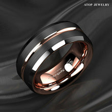 Load image into Gallery viewer, Tungsten Rings for Men Wedding Bands for Him Womens Wedding Bands for Her 8mm Black Brushed Rose Gold - Jewelry Store by Erik Rayo
