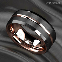 Load image into Gallery viewer, Mens Wedding Band Rings for Men Wedding Rings for Womens / Mens Rings Black Brushed Rose Gold - Jewelry Store by Erik Rayo
