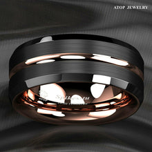Load image into Gallery viewer, Mens Wedding Band Rings for Men Wedding Rings for Womens / Mens Rings Black Brushed Rose Gold - Jewelry Store by Erik Rayo
