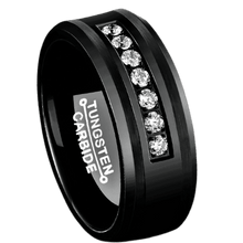 Load image into Gallery viewer, Mens Wedding Band Rings for Men Wedding Rings for Womens / Mens Rings Black Diamonds Inlay Comfort Fit - Jewelry Store by Erik Rayo
