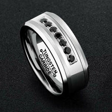 Load image into Gallery viewer, Tungsten Rings for Men Wedding Bands for Him Womens Wedding Bands for Her 8mm Black Diamonds Ring Size 7-15 - Jewelry Store by Erik Rayo
