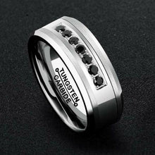 Load image into Gallery viewer, Tungsten Rings for Men Wedding Bands for Him Womens Wedding Bands for Her 8mm Black Diamonds Rings Size 7-15 - Jewelry Store by Erik Rayo
