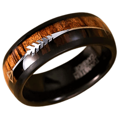 Mens Wedding Band Rings for Men Wedding Rings for Womens / Mens Rings Black Dome Wood and Arrow - Jewelry Store by Erik Rayo