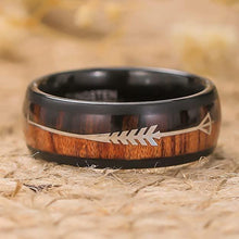 Load image into Gallery viewer, Mens Wedding Band Rings for Men Wedding Rings for Womens / Mens Rings Black Dome Wood and Arrow - Jewelry Store by Erik Rayo
