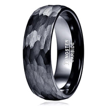 Load image into Gallery viewer, Tungsten Rings for Men Wedding Bands for Him Womens Wedding Bands for Her 8mm Black Hammered Handmade - Jewelry Store by Erik Rayo
