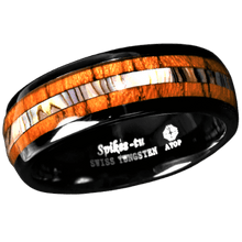 Load image into Gallery viewer, Tungsten Rings for Men Wedding Bands for Him Womens Wedding Bands for Her 8mm Black Koa Wood Abalone - ErikRayo.com
