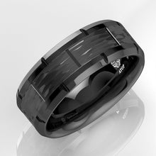 Load image into Gallery viewer, Mens Wedding Band Rings for Men Wedding Rings for Womens / Mens Rings Black Pattern Brushed - Jewelry Store by Erik Rayo
