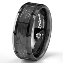 Load image into Gallery viewer, Tungsten Rings for Men Wedding Bands for Him Womens Wedding Bands for Her 8mm Black Pattern Brushed - Jewelry Store by Erik Rayo
