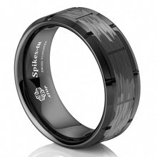 Load image into Gallery viewer, Mens Wedding Band Rings for Men Wedding Rings for Womens / Mens Rings Black Pattern Brushed - Jewelry Store by Erik Rayo
