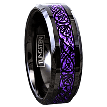 Load image into Gallery viewer, Tungsten Rings for Men Wedding Bands for Him Womens Wedding Bands for Her 8mm Black Purple Carbon Fiber Wedding Band - Jewelry Store by Erik Rayo
