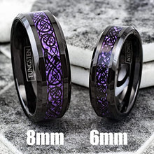 Load image into Gallery viewer, Tungsten Rings for Men Wedding Bands for Him Womens Wedding Bands for Her 8mm Black Purple Carbon Fiber Wedding Band - Jewelry Store by Erik Rayo
