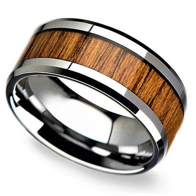 Mens Wedding Band Rings for Men Wedding Rings for Womens / Mens Rings Black Wood Inlay Beveled Edge - Jewelry Store by Erik Rayo