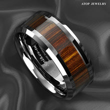 Load image into Gallery viewer, Mens Wedding Band Rings for Men Wedding Rings for Womens / Mens Rings Black Wood Inlay Beveled Edge - Jewelry Store by Erik Rayo
