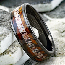 Load image into Gallery viewer, Mens Wedding Band Rings for Men Wedding Rings for Womens / Mens Rings Bocote Wood and Deer Antler Wedding Band - Jewelry Store by Erik Rayo
