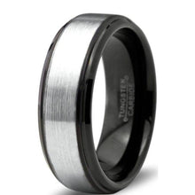 Load image into Gallery viewer, Tungsten Rings for Men Wedding Bands for Him Womens Wedding Bands for Her 8mm Brushed Center Black Ip - ErikRayo.com
