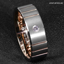 Load image into Gallery viewer, Mens Wedding Band Rings for Men Wedding Rings for Womens / Mens Rings Brushed Silver Rose Gold Diamond - Jewelry Store by Erik Rayo
