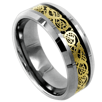 Mens Wedding Band Rings for Men Wedding Rings for Womens / Mens Rings Celtic Gold Dragon Size 8-15 - Jewelry Store by Erik Rayo