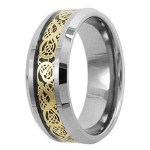 Load image into Gallery viewer, Tungsten Rings for Men Wedding Bands for Him Womens Wedding Bands for Her 8mm Celtic Gold Dragon Size 8-15 - Jewelry Store by Erik Rayo
