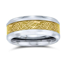 Load image into Gallery viewer, Tungsten Rings for Men Wedding Bands for Him Womens Wedding Bands for Her 8mm Celtic Knot Dragon Inlay - ErikRayo.com
