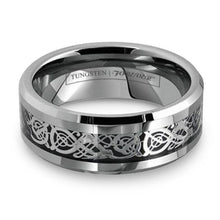 Load image into Gallery viewer, Mens Wedding Band Rings for Men Wedding Rings for Womens / Mens Rings Celtic Silver Dragon Size 8-15 - Jewelry Store by Erik Rayo
