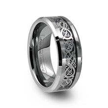 Load image into Gallery viewer, Tungsten Rings for Men Wedding Bands for Him Womens Wedding Bands for Her 8mm Celtic Silver Dragon Size 8-15 - Jewelry Store by Erik Rayo
