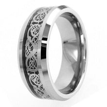 Load image into Gallery viewer, Tungsten Rings for Men Wedding Bands for Him Womens Wedding Bands for Her 8mm Celtic Silver Dragon Size 8-15 - ErikRayo.com
