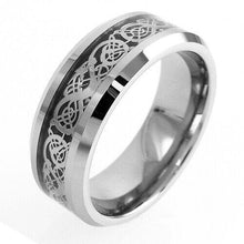 Load image into Gallery viewer, Tungsten Rings for Men Wedding Bands for Him Womens Wedding Bands for Her 8mm Celtic Silver Dragon Size 8-15 - Jewelry Store by Erik Rayo
