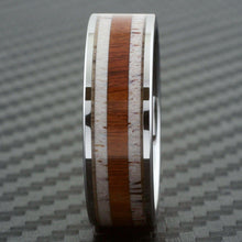 Load image into Gallery viewer, Mens Wedding Band Rings for Men Wedding Rings for Womens / Mens Rings Deer Antler With Sandalwood Stripe Wedding Band - Jewelry Store by Erik Rayo
