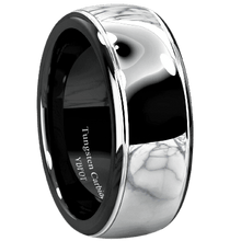 Load image into Gallery viewer, Tungsten Rings for Men Wedding Bands for Him Womens Wedding Bands for Her 8mm Dome Black Silver Center - Jewelry Store by Erik Rayo
