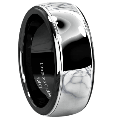 Mens Wedding Band Rings for Men Wedding Rings for Womens / Mens Rings Dome Black Silver Center - Jewelry Store by Erik Rayo