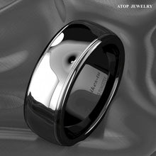 Load image into Gallery viewer, Mens Wedding Band Rings for Men Wedding Rings for Womens / Mens Rings Dome Black Silver Center - Jewelry Store by Erik Rayo
