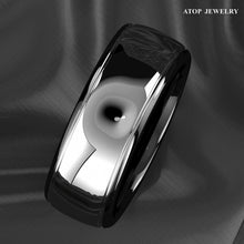 Load image into Gallery viewer, Tungsten Rings for Men Wedding Bands for Him Womens Wedding Bands for Her 8mm Dome Black Silver Center - Jewelry Store by Erik Rayo
