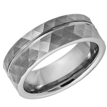 Load image into Gallery viewer, Tungsten Rings for Men Wedding Bands for Him Womens Wedding Bands for Her 8mm Faceted Diamond Cut Brushed Groove Line - Jewelry Store by Erik Rayo
