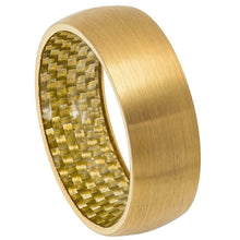 Load image into Gallery viewer, Tungsten Rings for Men Wedding Bands for Him Womens Wedding Bands for Her 8mm Fiber Inlay Gold IP Plated - ErikRayo.com
