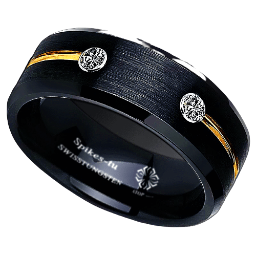 Tungsten Rings for Men Wedding Bands for Him Womens Wedding Bands for Her 8mm Gold Grooved Line Diamond - ErikRayo.com