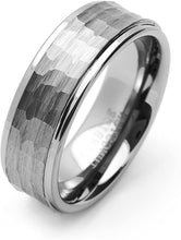 Load image into Gallery viewer, Tungsten Rings for Men Wedding Bands for Him Womens Wedding Bands for Her 8mm Hammered Center - Jewelry Store by Erik Rayo
