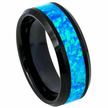 Load image into Gallery viewer, Men&#39;s Wedding Band Rings - Hawaiian Ocean Opal Blue Inlay - Wedding Rings for Men and Women
