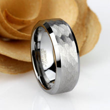Load image into Gallery viewer, Tungsten Rings for Men Wedding Bands for Him Womens Wedding Bands for Her 8mm Honeycomb Hammered Brush - ErikRayo.com
