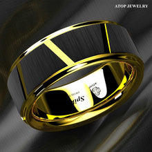 Load image into Gallery viewer, Tungsten Rings for Men Wedding Bands for Him Womens Wedding Bands for Her 8mm Luxury Black Brushed Gold - Jewelry Store by Erik Rayo
