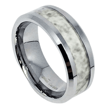 Load image into Gallery viewer, Tungsten Rings for Men Wedding Bands for Him Womens Wedding Bands for Her 8mm Marble Gray Inlay - Jewelry Store by Erik Rayo
