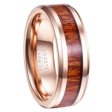 Load image into Gallery viewer, Tungsten Rings for Men Wedding Bands for Him Womens Wedding Bands for Her 8mm Natural Koa Wood Inlay
