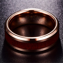 Load image into Gallery viewer, Tungsten Rings for Men Wedding Bands for Him Womens Wedding Bands for Her 8mm Natural Koa Wood Inlay - Jewelry Store by Erik Rayo
