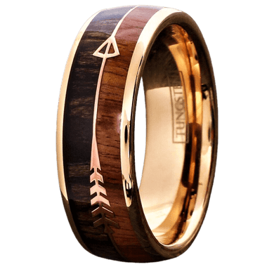 Mens Wedding Band Rings for Men Wedding Rings for Womens / Mens Rings Rose Gold Arrow with Wood - Jewelry Store by Erik Rayo