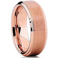 Load image into Gallery viewer, Tungsten Rings for Men Wedding Bands for Him Womens Wedding Bands for Her 8mm Rose Gold Brushed Center - Jewelry Store by Erik Rayo
