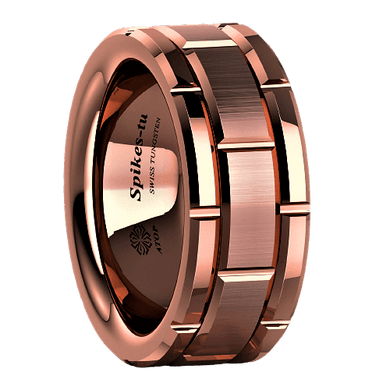 Engagement Rings for Women Mens Wedding Bands for Him and Her Promise / Bridal Mens Womens Rings Rose Gold Bushed Brick Pattern - Jewelry Store by Erik Rayo