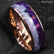 Load image into Gallery viewer, Mens Wedding Band Rings for Men Wedding Rings for Womens / Mens Rings Rose Gold Purple Agate Meteorite Arrow - Jewelry Store by Erik Rayo
