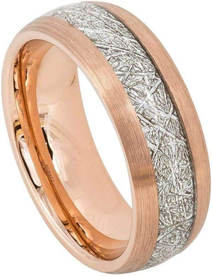 Mens Wedding Band Rings for Men Wedding Rings for Womens / Mens Rings Semi-Domed Rose Gold Tone IP Meteorite - Jewelry Store by Erik Rayo